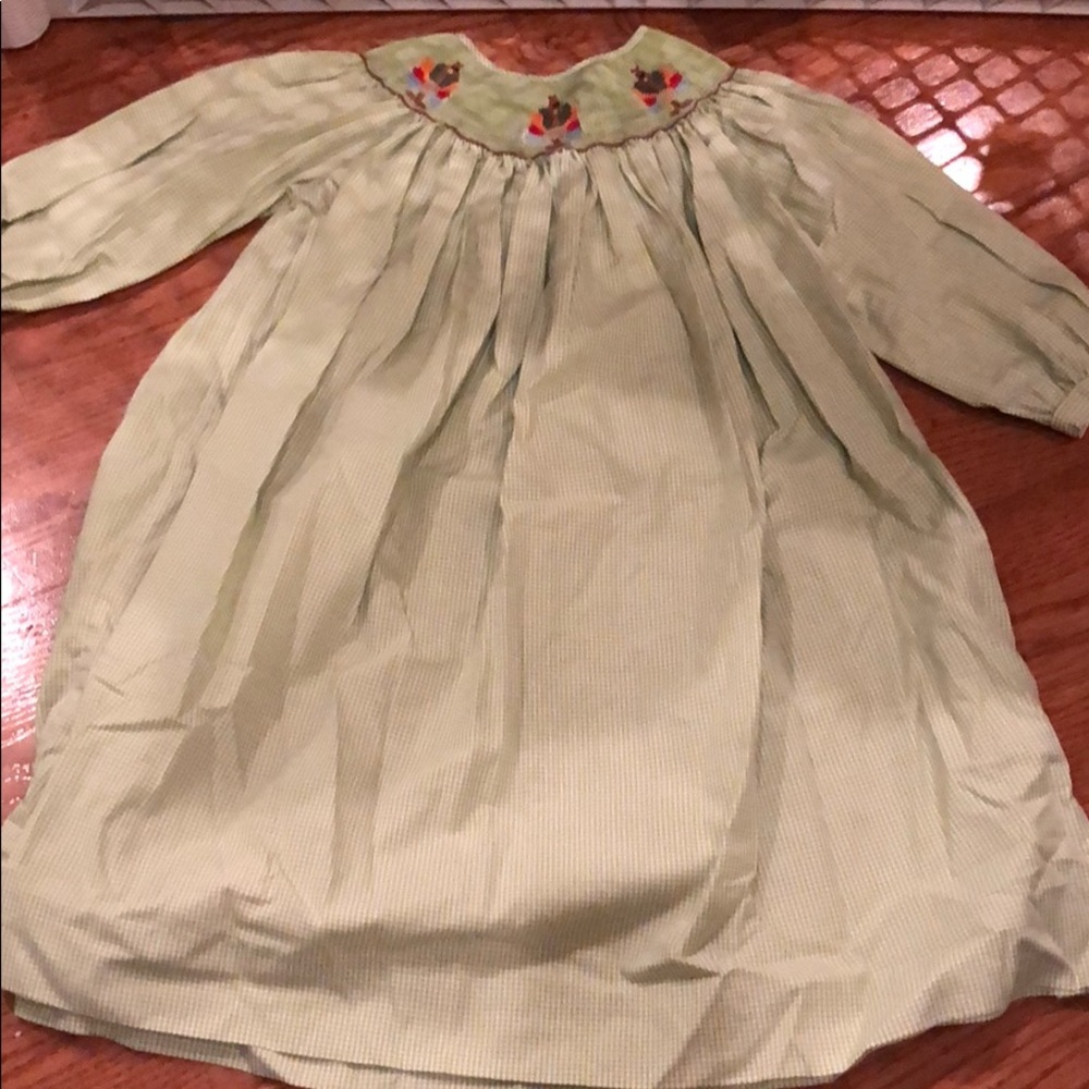 Smocked Turkey dress size 5 EUC